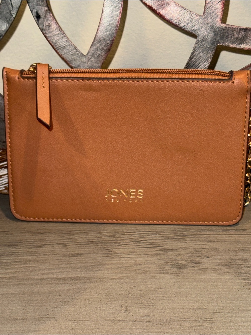 Jones New York Cognac Brown Leather Crossbody Bag